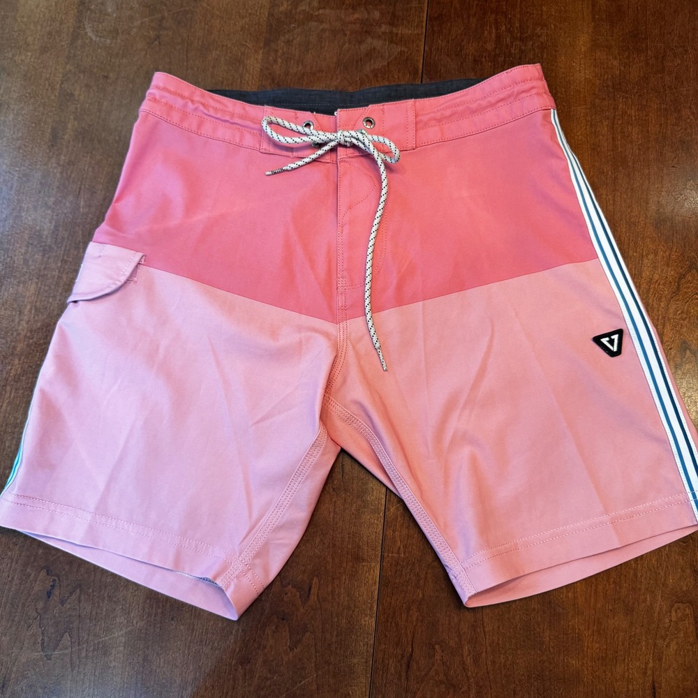 Vissla Board Shorts Mens 28 Pink Trimline Upcycle Coconut Stretch Swim Trunks